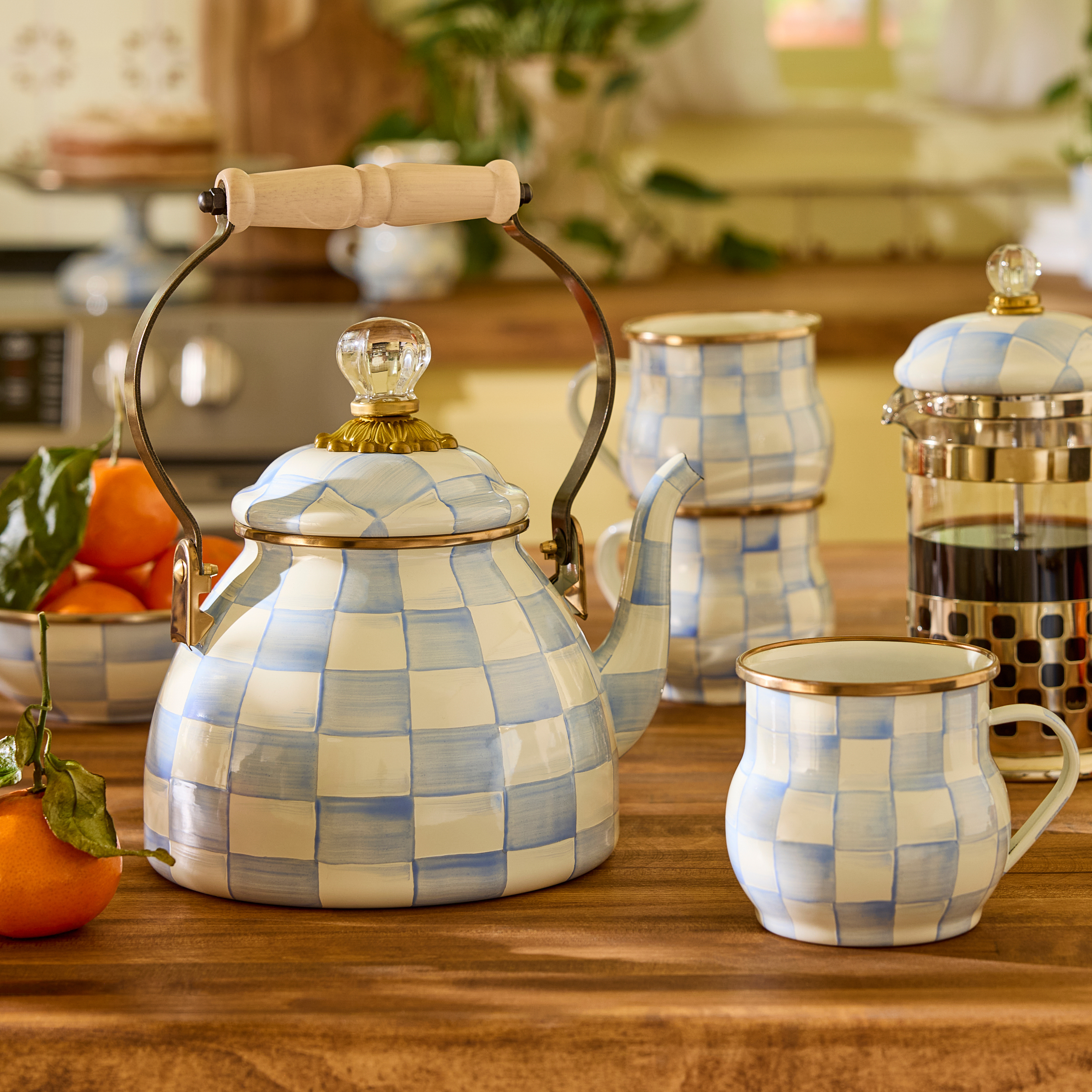 MacKenzie-Childs | Sky Check 2 Quart Tea Kettle