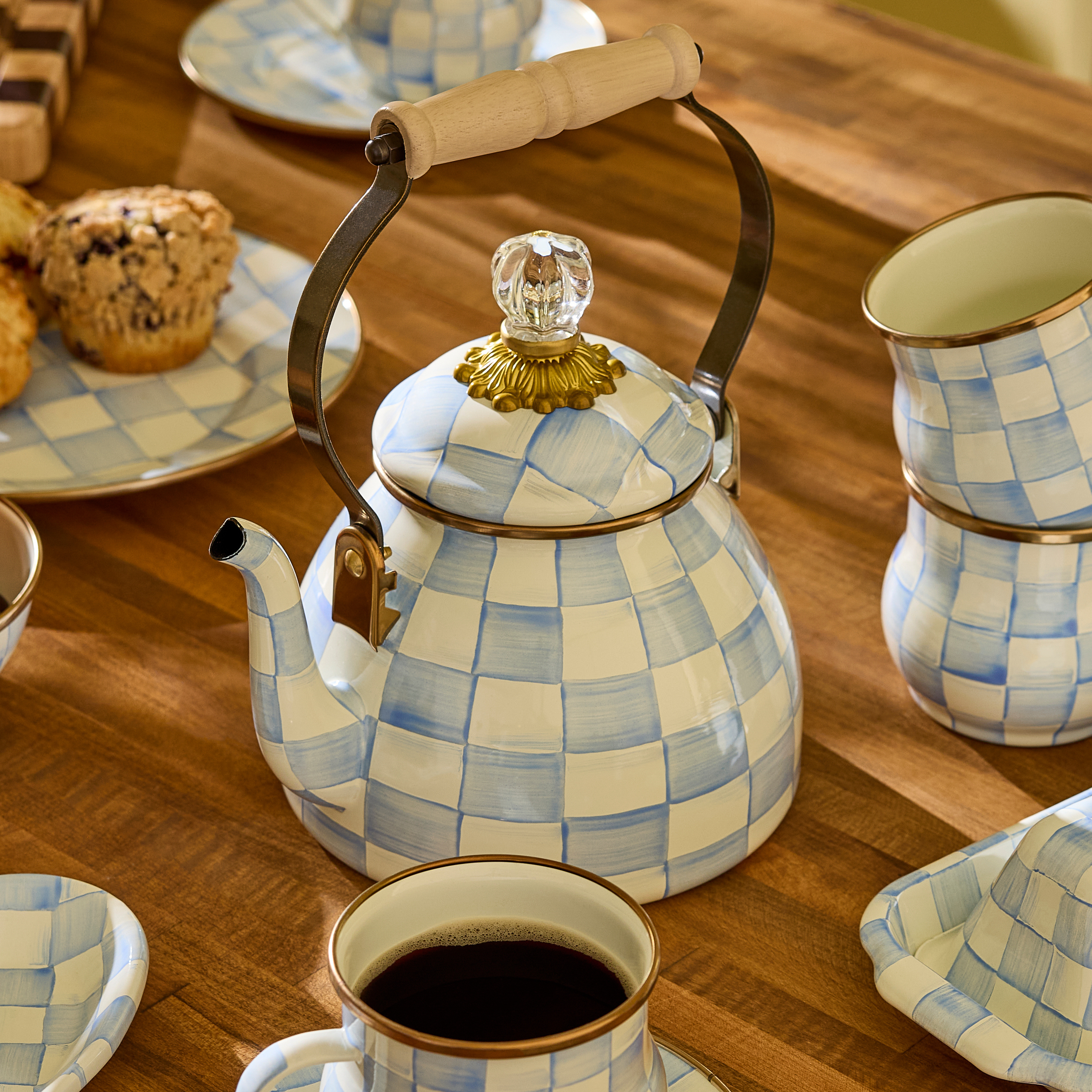 MacKenzie-Childs | Sky Check 2 Quart Tea Kettle