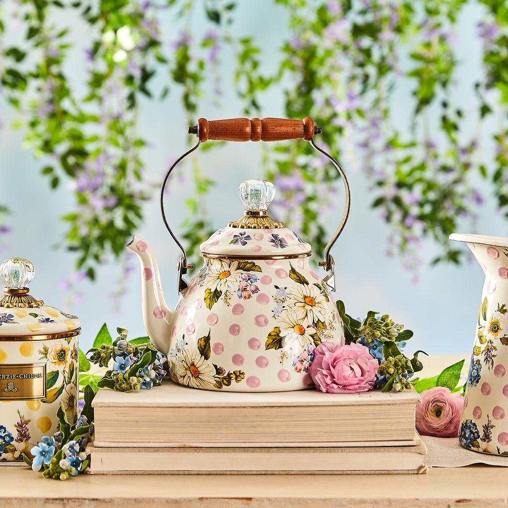 MacKenzie-Childs | Wildflowers Pink 2 Quart Tea Kettle