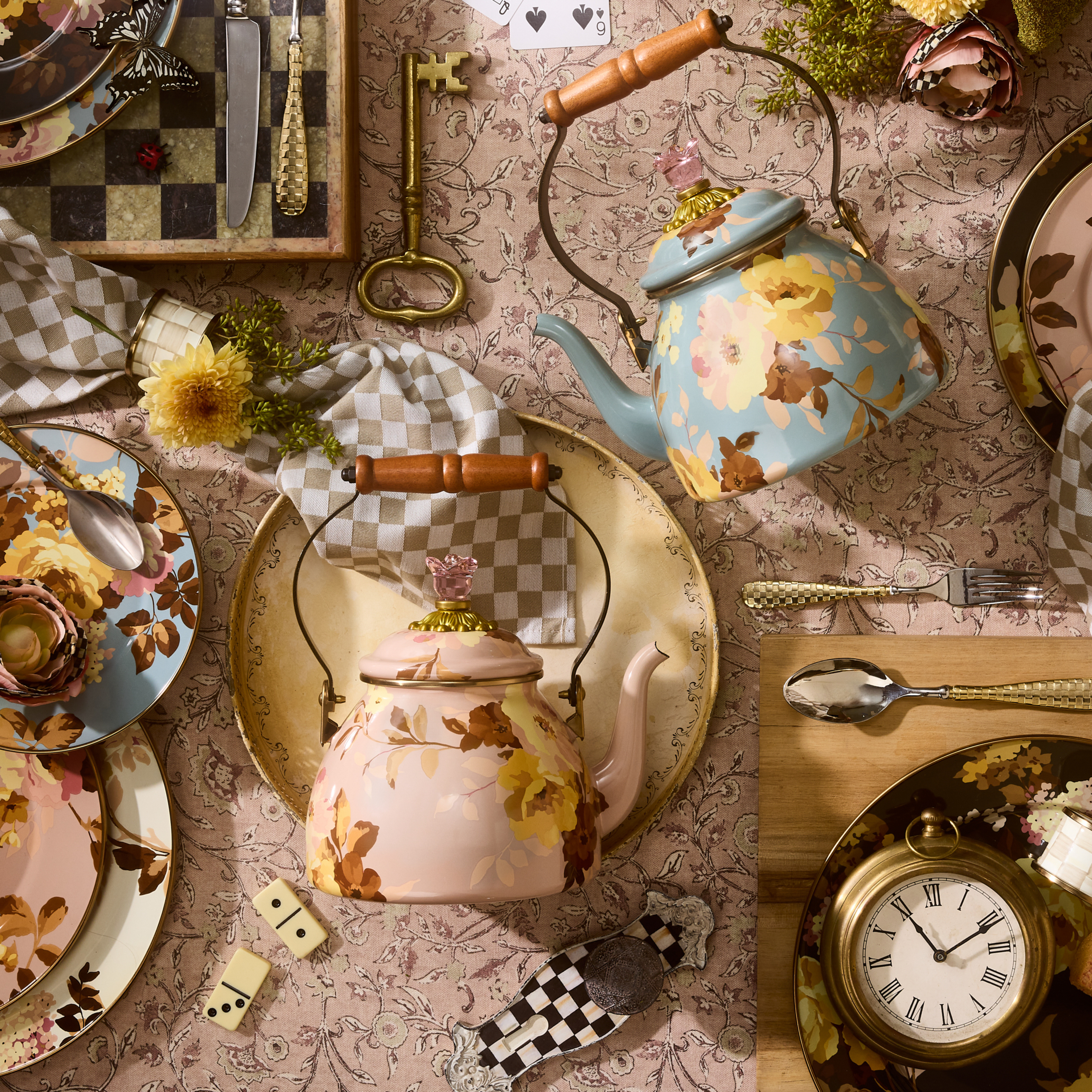 MacKenzie-Childs | Wild Rose Mauve 2 Quart Tea Kettle