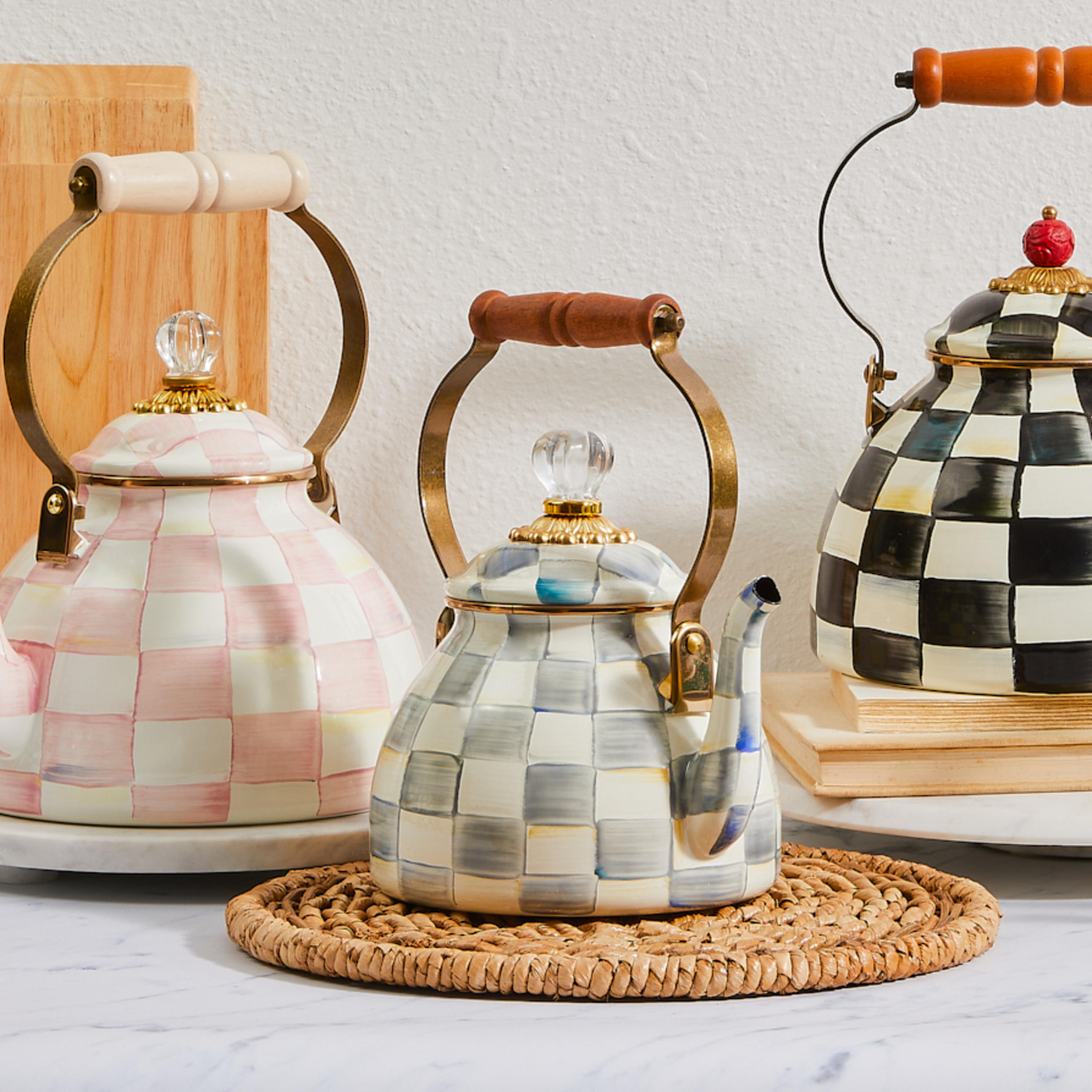 マッケンジーチャイルズ　ケトル MacKenzie-Childs | Sterling Check 2 Quart Tea Kettle