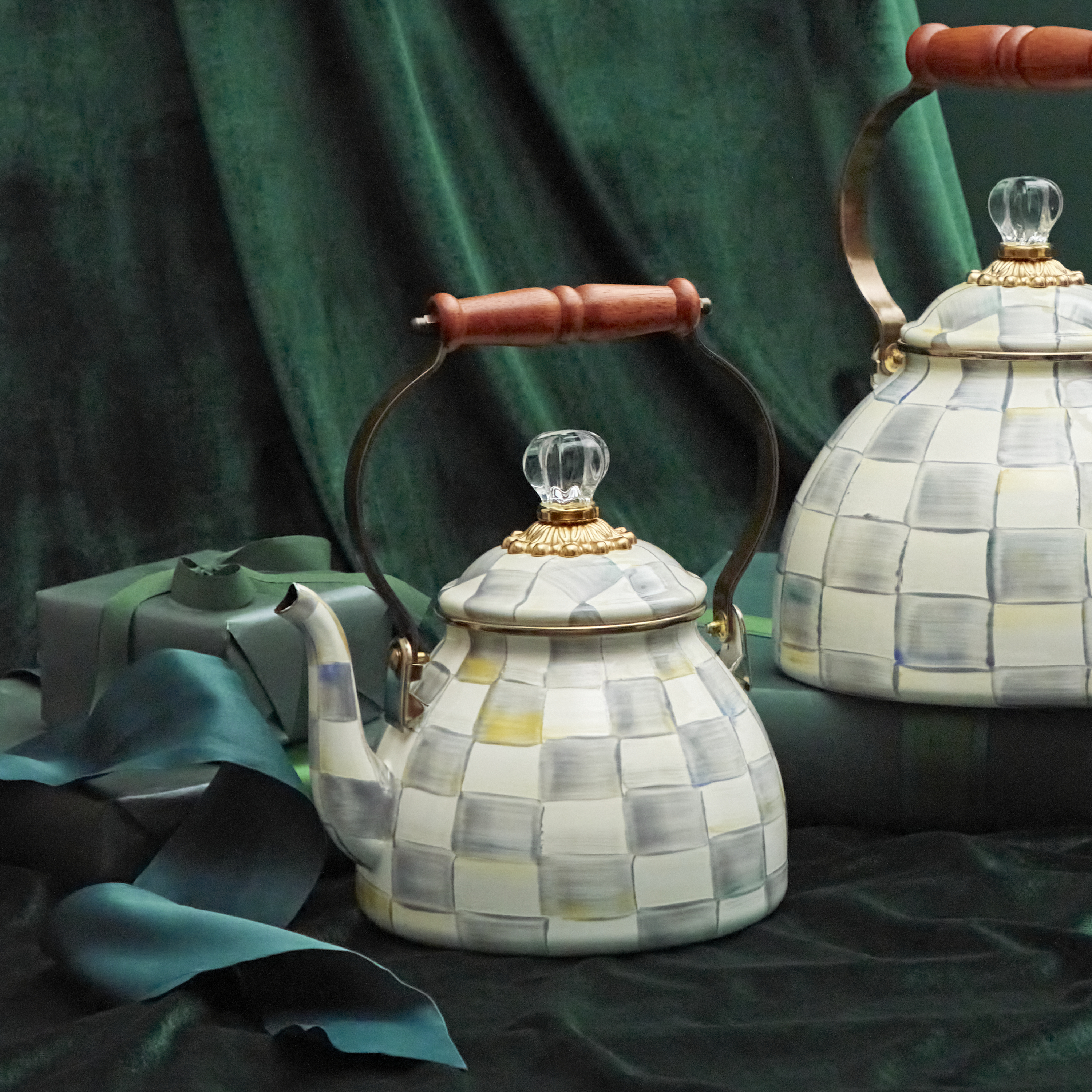MacKenzie-Childs | Sterling Check 2 Quart Tea Kettle