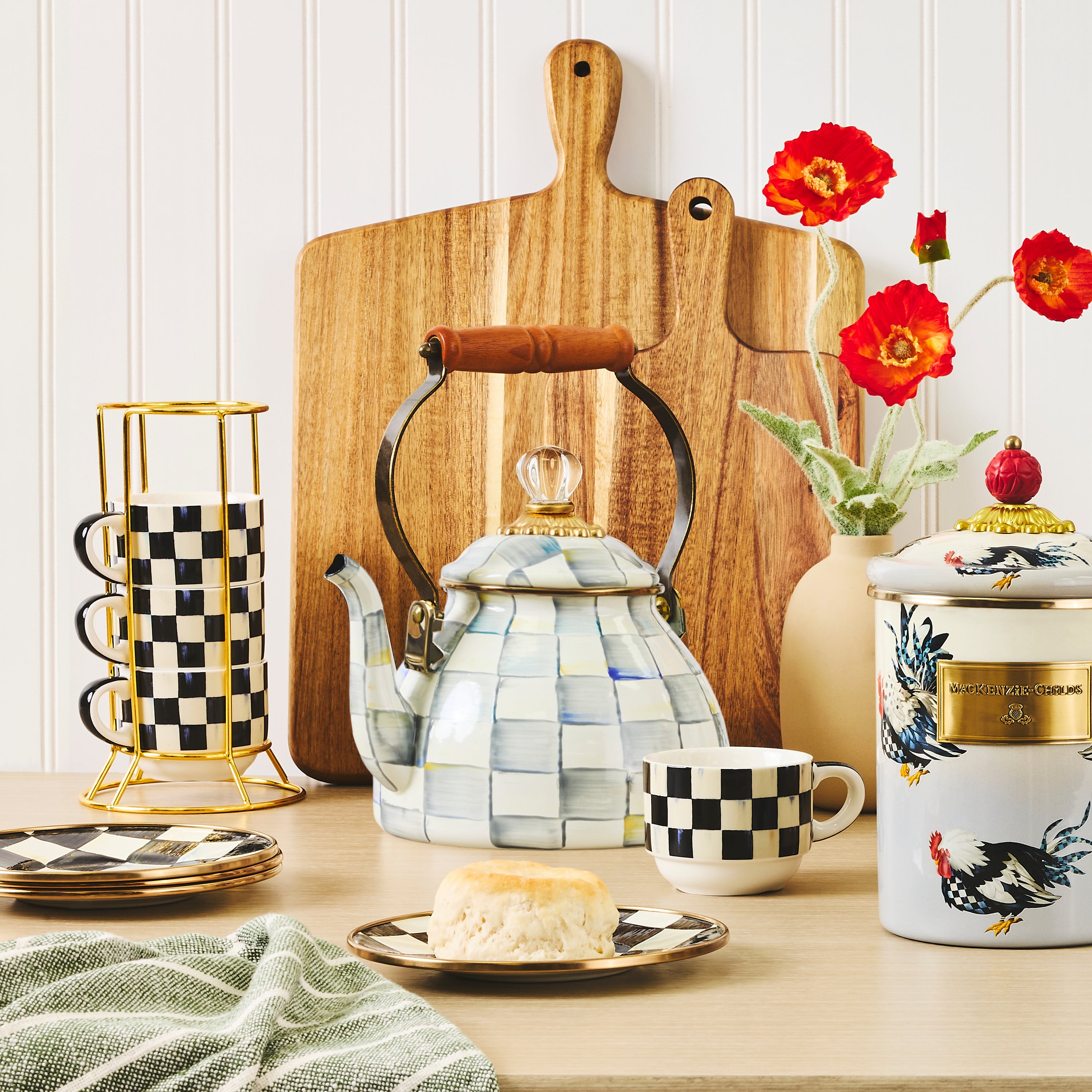 MacKenzie-Childs | Sterling Check 2 Quart Tea Kettle