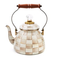 Mocha Check 2 Quart Tea Kettle