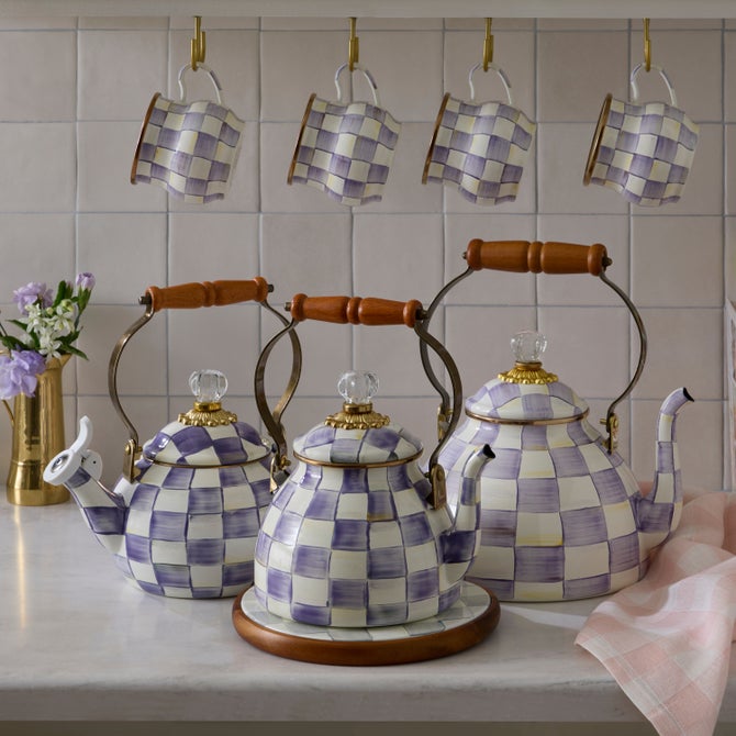 Violet Check 2 Quart Tea Kettle image number 1
