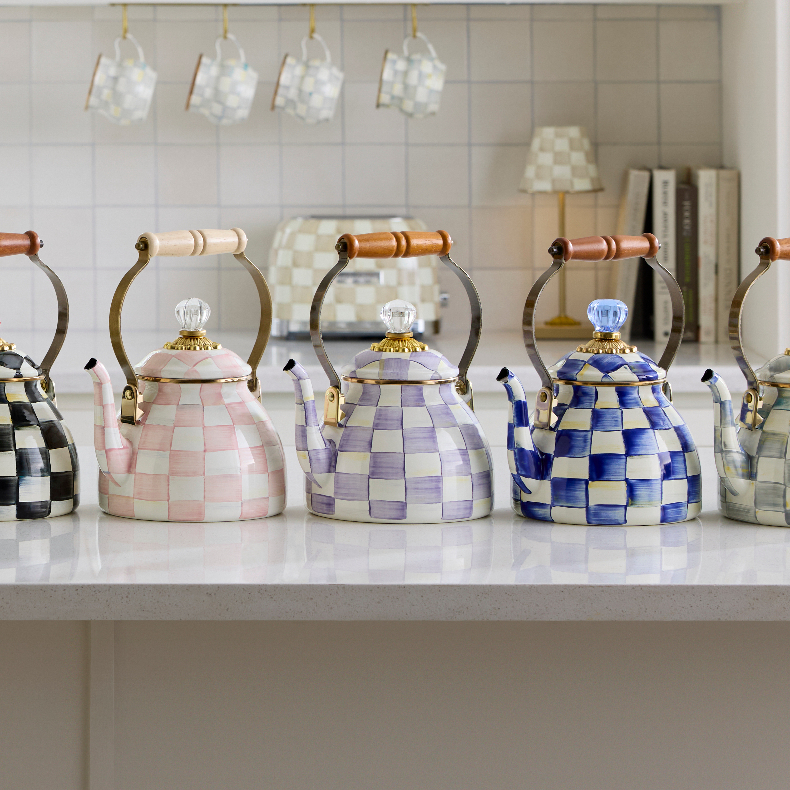 MacKenzie-Childs | Violet Check 2 Quart Tea Kettle