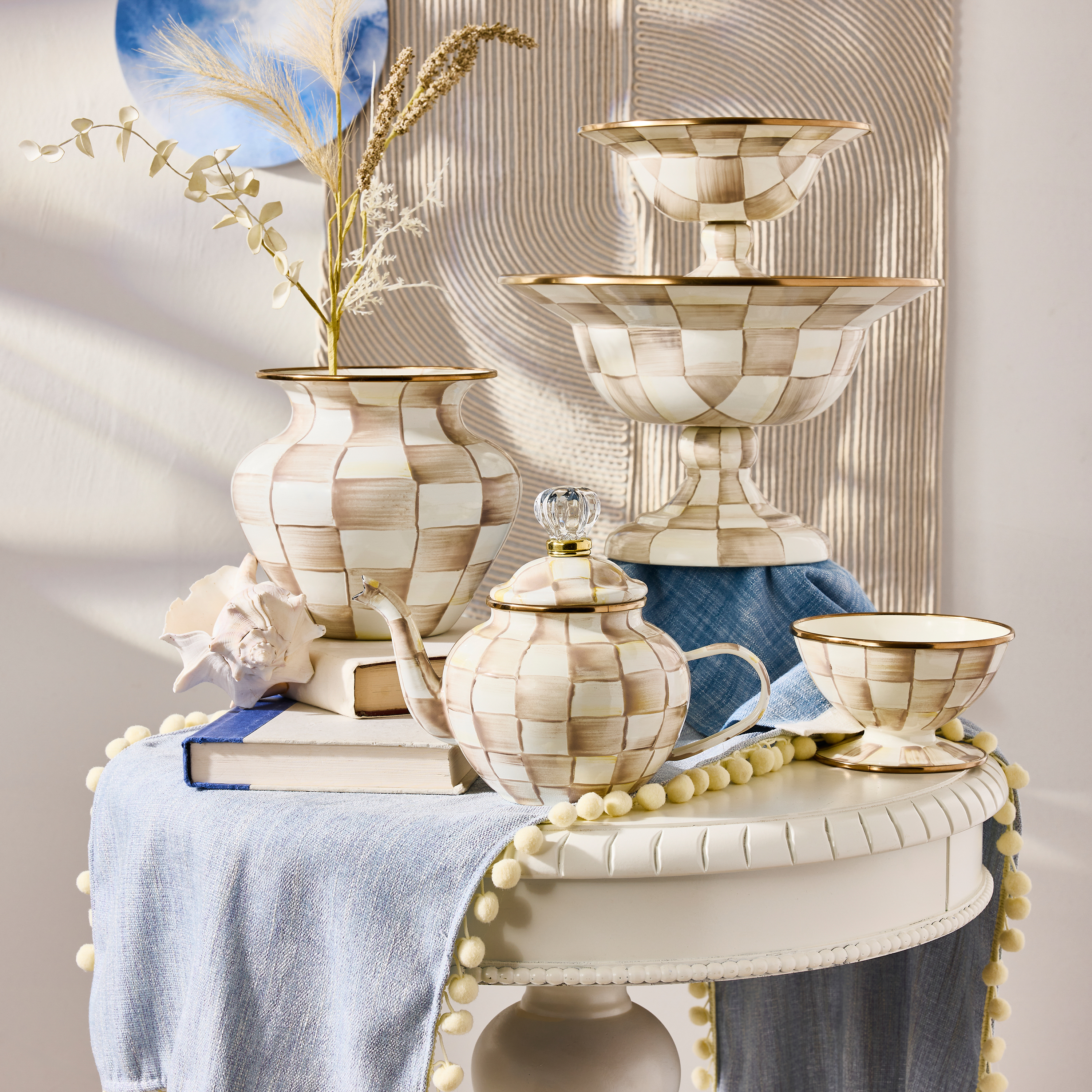MacKenzie-Childs | Mocha Check 4 Cup Teapot