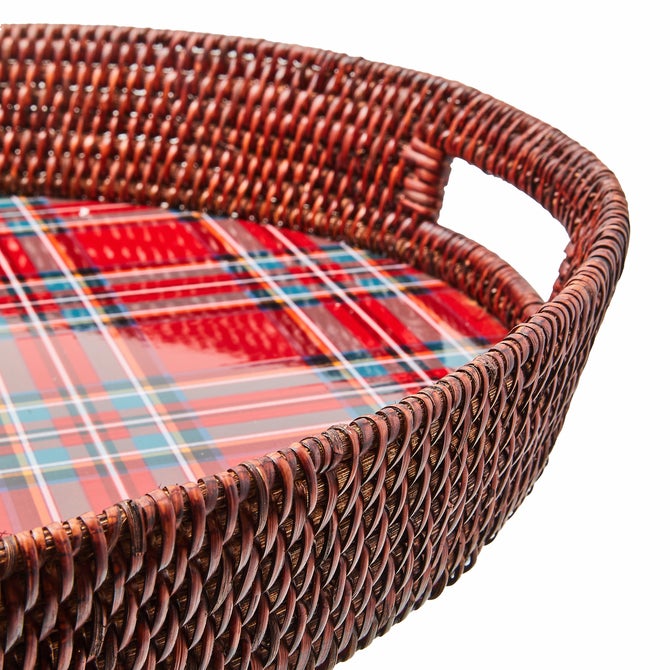Tartan Red Rattan Party Serving Tray image number 2