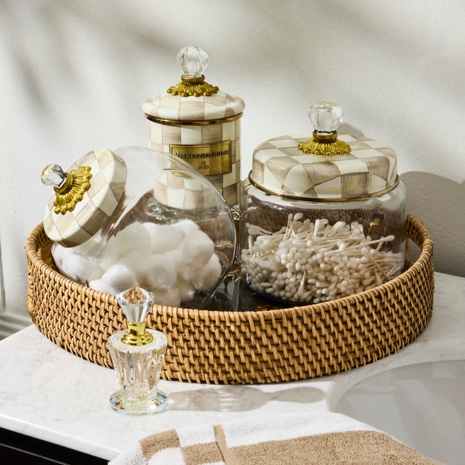 Wild Rose Brown Enamel & Rattan Round Serving Tray image number 3