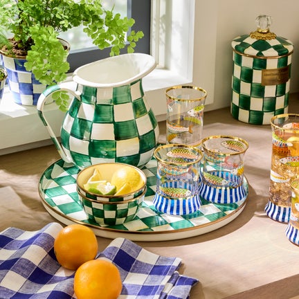 Emerald Check Round Tray