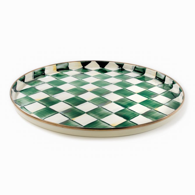 Emerald Check Round Tray image number 0