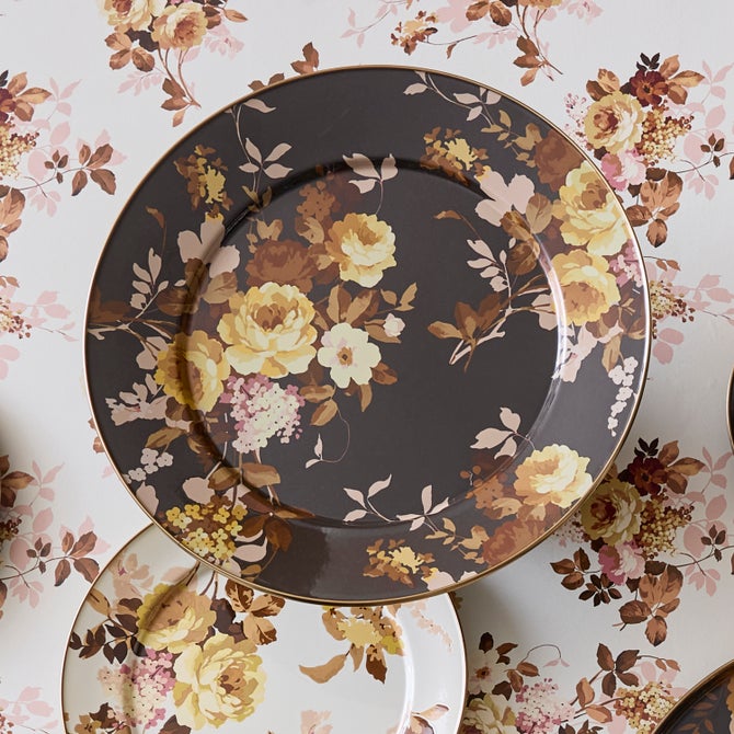 Wild Rose Brown Round Tray image number 1