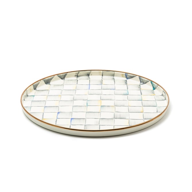 Sterling Check Round Tray image number 0
