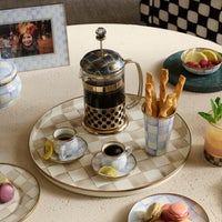 Mocha Check Round Tray