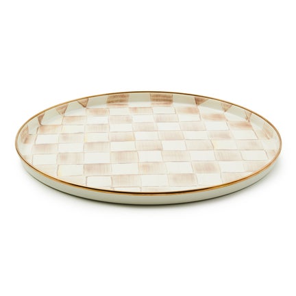 Mocha Check Round Tray