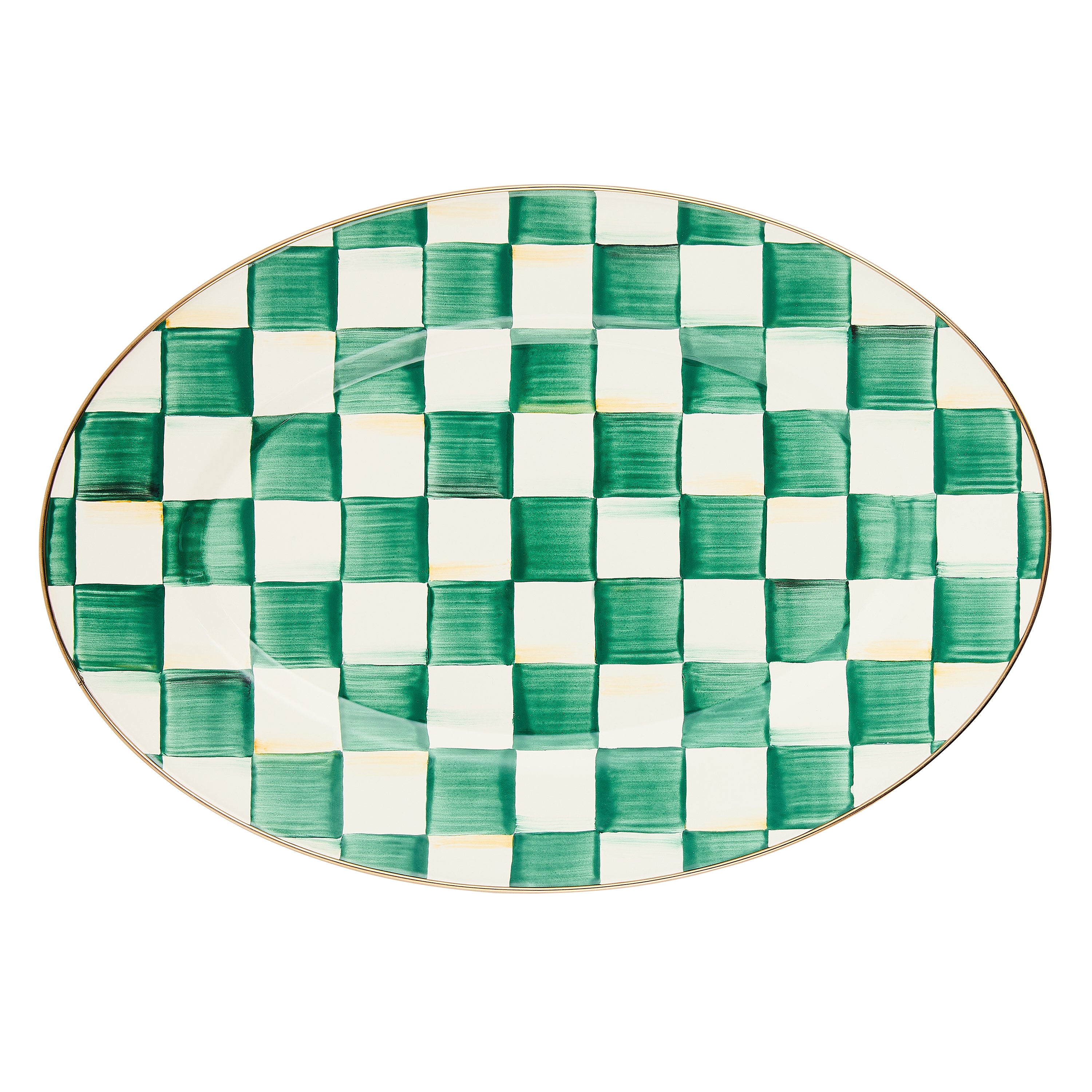 【新品】McKenzie-Childs チェック柄　トレイ MacKenzie-Childs | Emerald Check Small Oval Platter