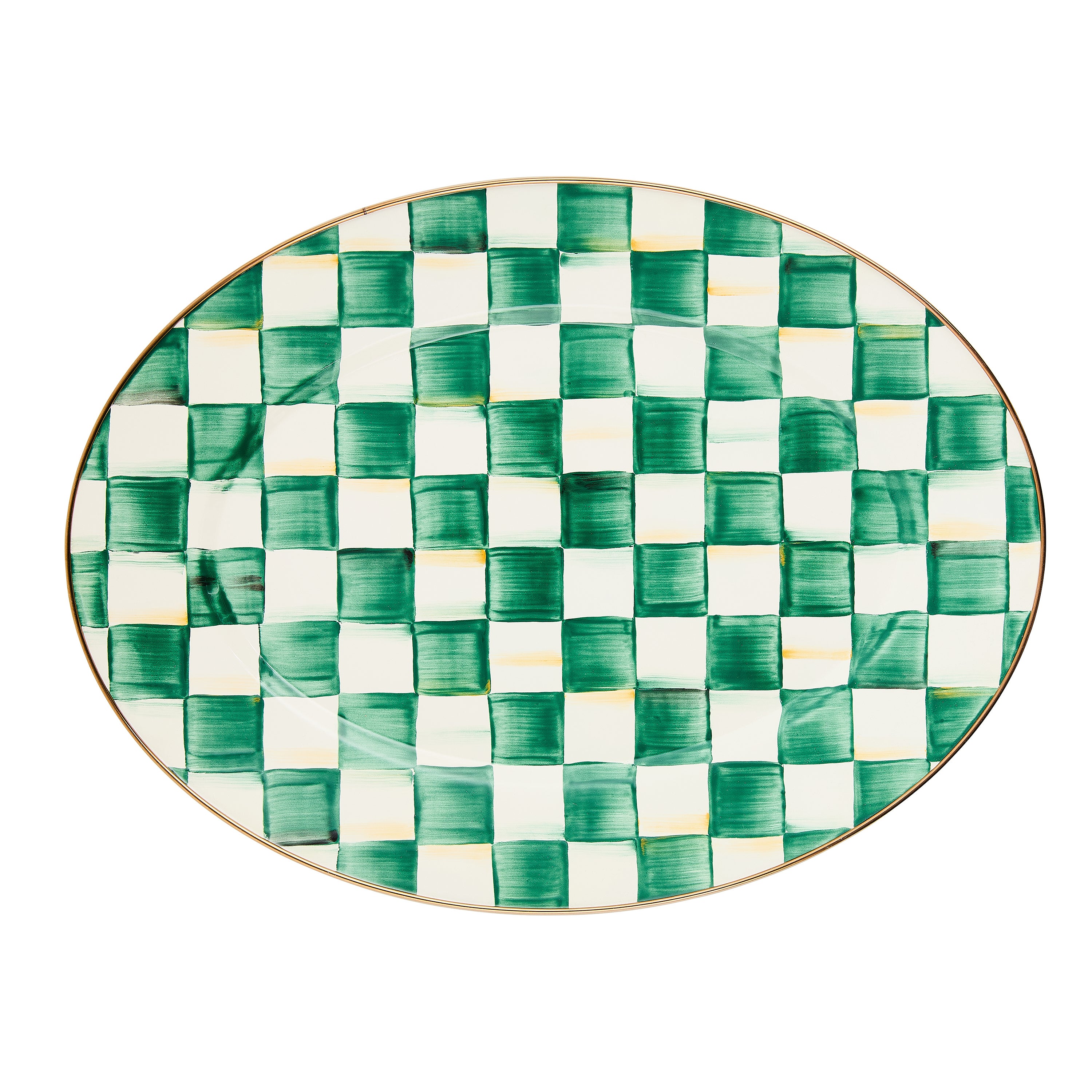 MacKenzie-Childs | Emerald Check Medium Oval Platter