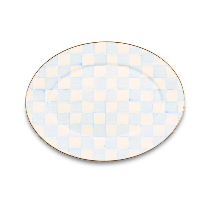 Sky Check Medium Oval Platter image number 0