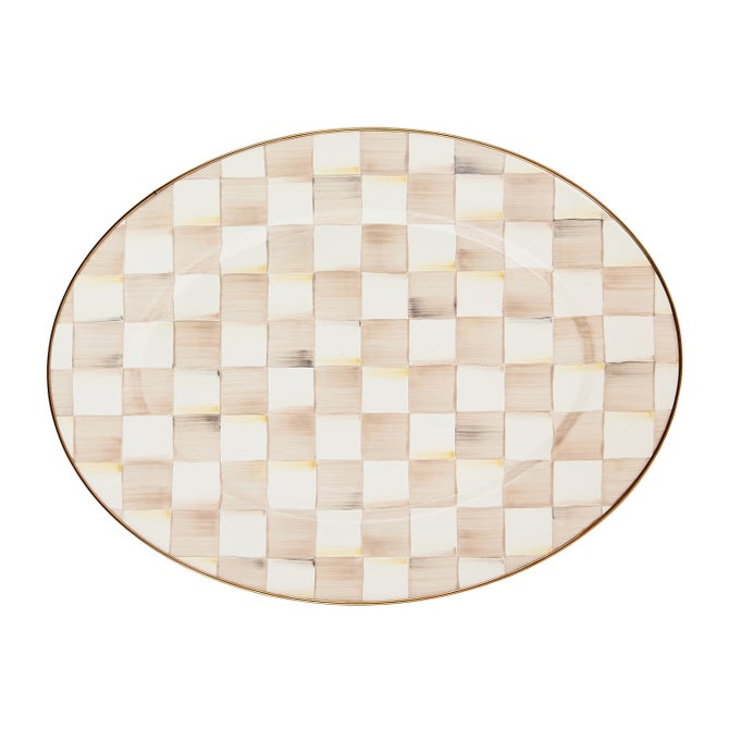 Mocha Check Medium Oval Platter image number 0