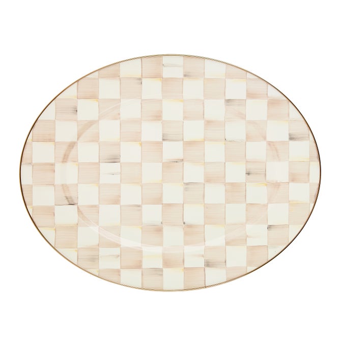 Mocha Check Large Oval Platter image number 0