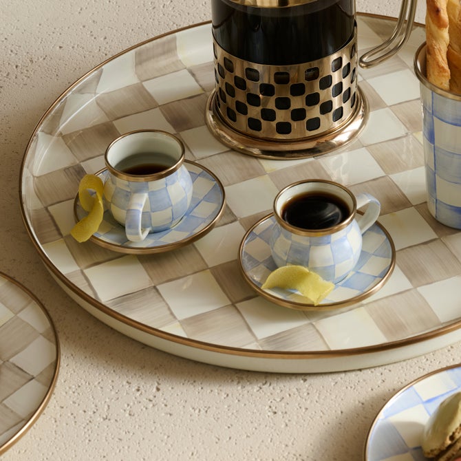 Sky Check Espresso Cup & Saucer Set image number 4