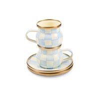 Sky Check Espresso Cup & Saucer Set