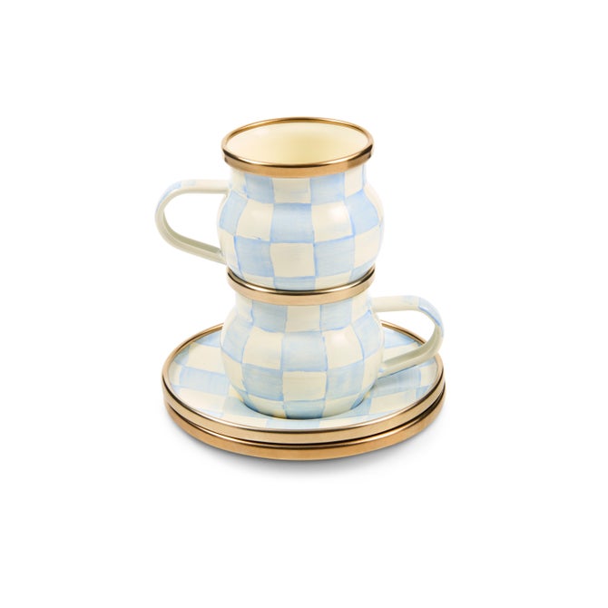 Sky Check Espresso Cup & Saucer Set image number 3