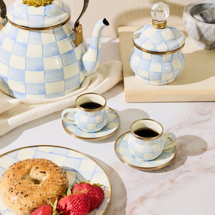 Sky Check Espresso Cup & Saucer Set