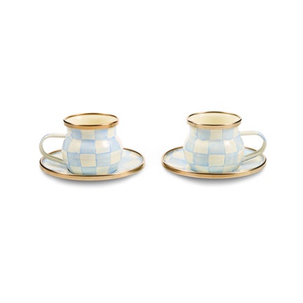 Sky Check Espresso Cup & Saucer Set