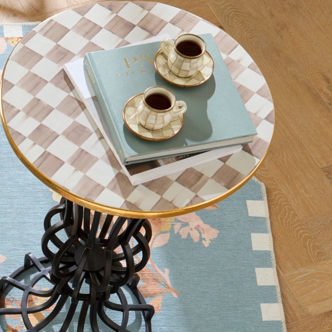 Mocha Check Espresso Cup & Saucer Set image number 1
