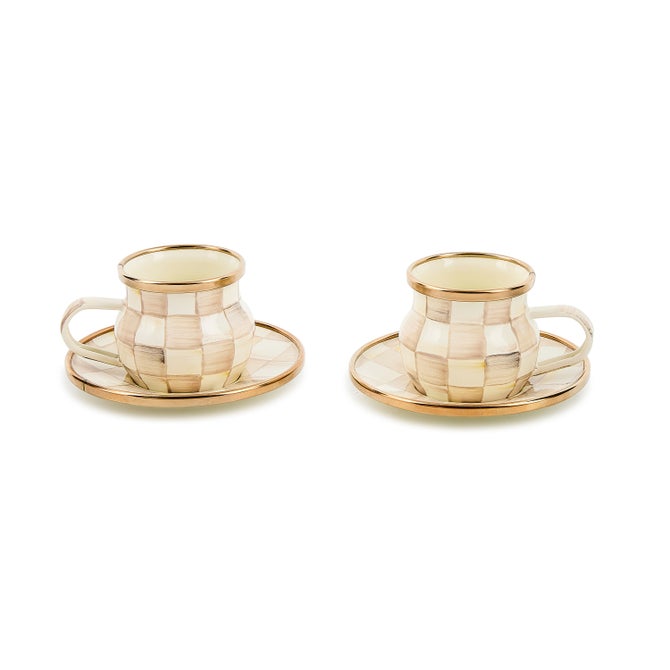 Mocha Check Espresso Cup & Saucer Set image number 0