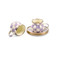 Violet Check Espresso Cup & Saucer Set