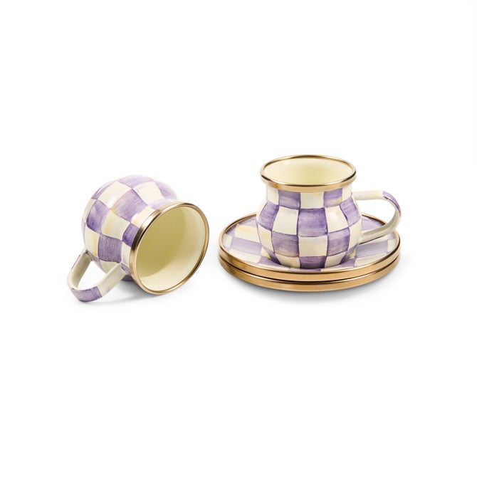 Violet Check Espresso Cup & Saucer Set image number 2