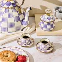 Violet Check Espresso Cup & Saucer Set