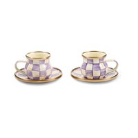 Violet Check Espresso Cup & Saucer Set
