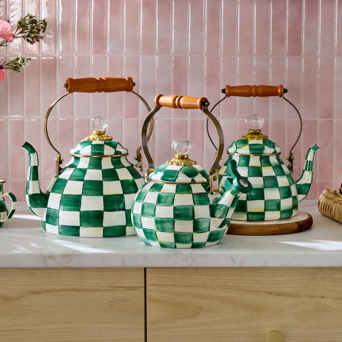 Emerald Check Whistling Tea Kettle image number 1