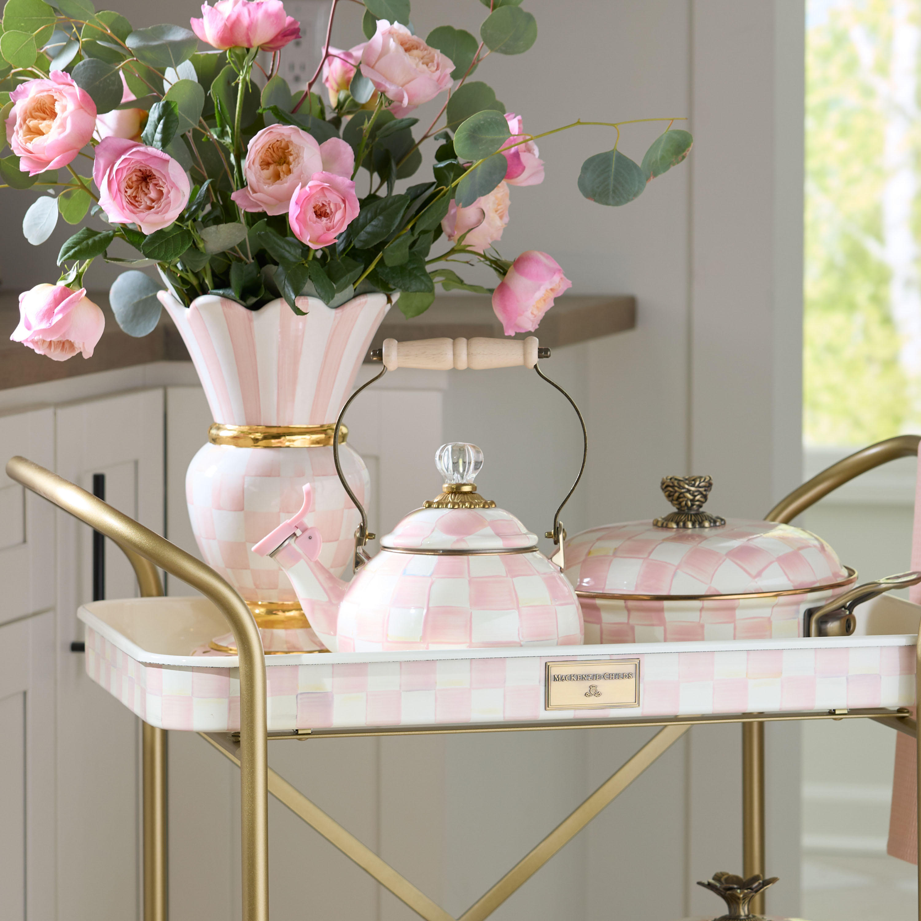 MacKenzie-Childs | Rosy Check Whistling Tea Kettle