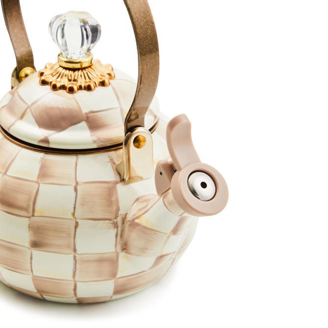 Mocha Check Whistling Tea Kettle image number 3