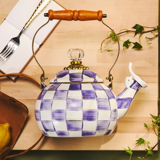 Violet Check Whistling Tea Kettle image number 4