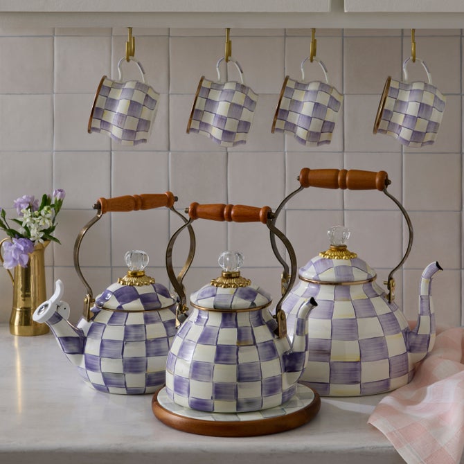 Violet Check Whistling Tea Kettle image number 5