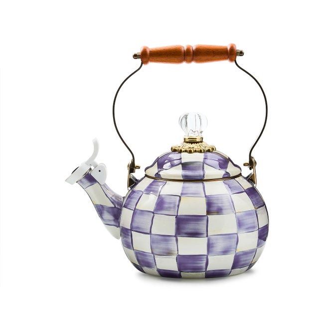 Violet Check Whistling Tea Kettle image number 0