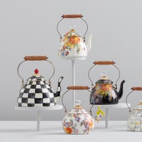 White Flower Market Whistling Tea Kettle