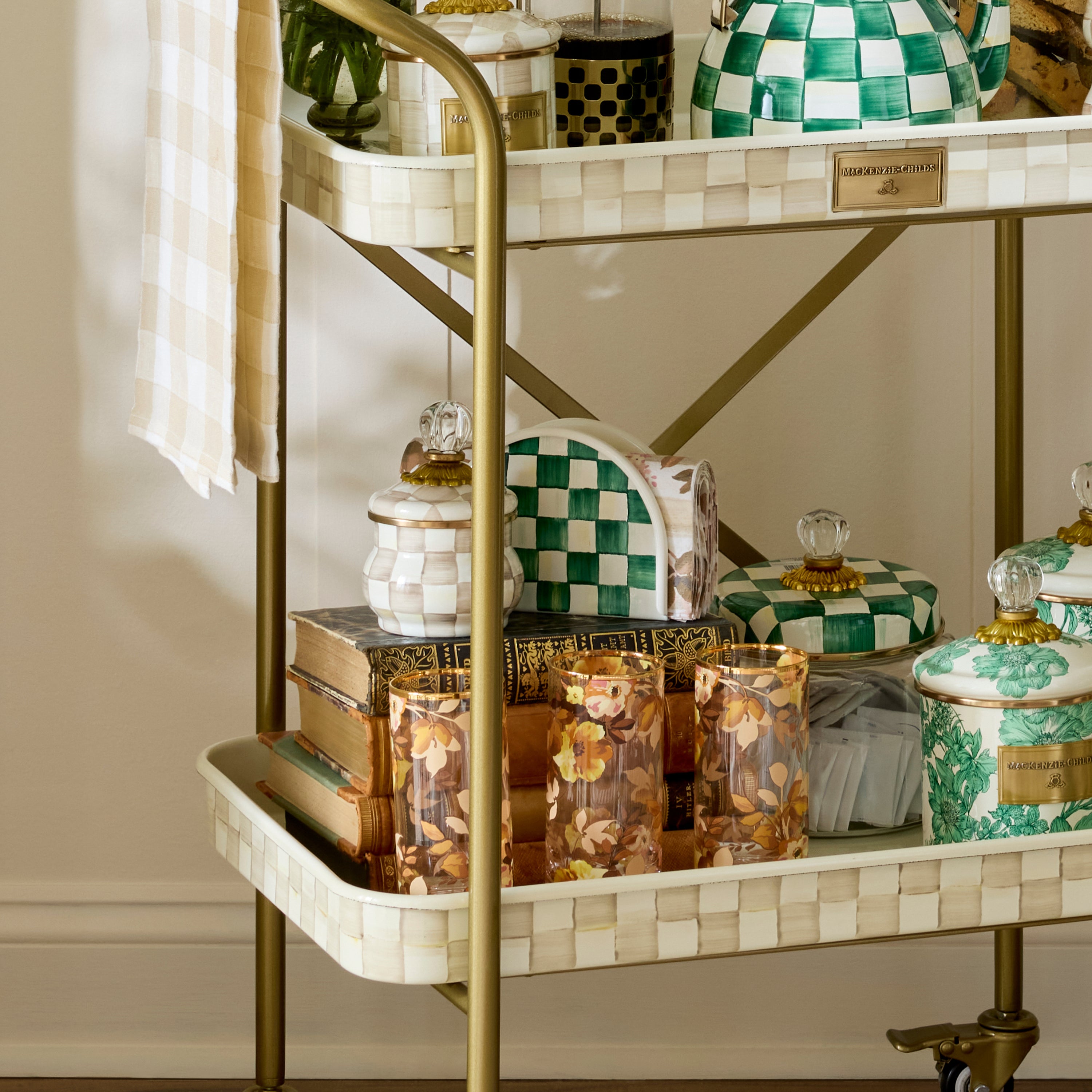 MacKenzie-Childs | Emerald Check Enamel Napkin Holder