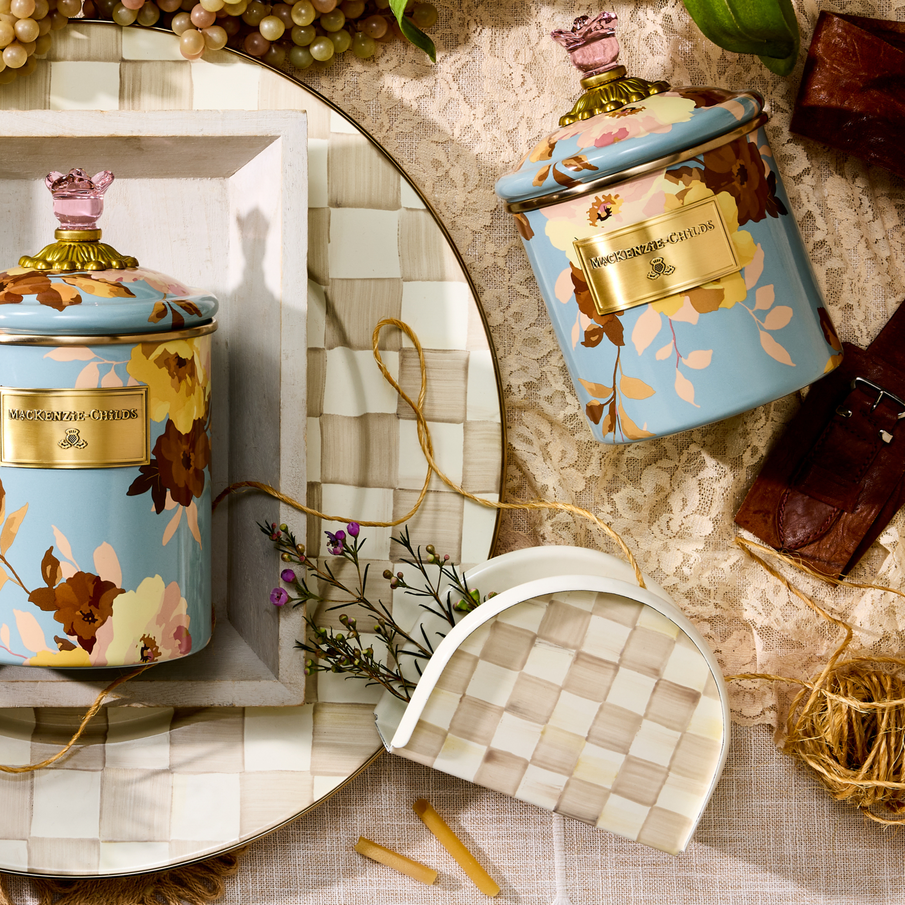 MacKenzie-Childs | Mocha Check Napkin Holder