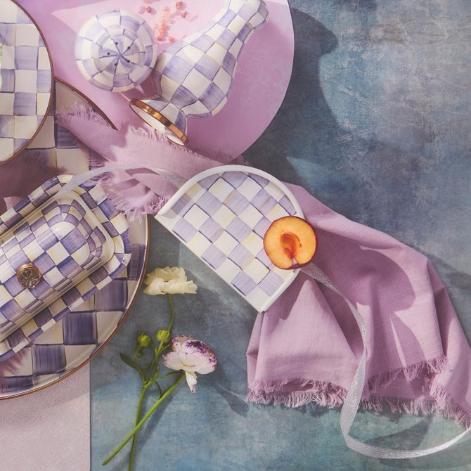 Violet Check Napkin Holder image number 1