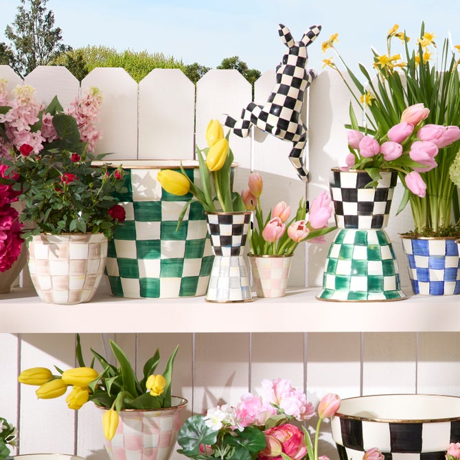 Courtly Check Herb Pots, Set of 3 image number 14