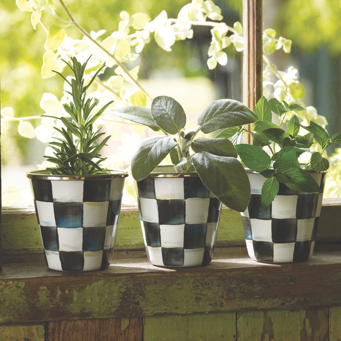 Courtly Check Herb Pots, Set of 3 image number 12