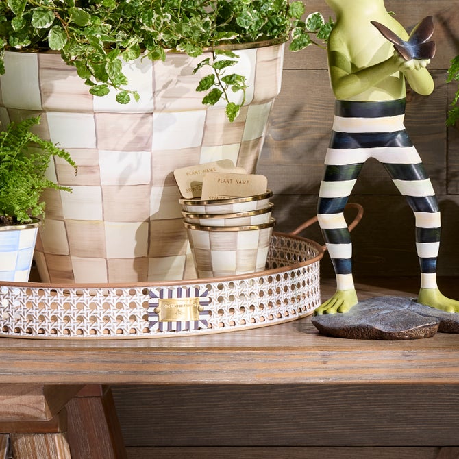 Mocha Check Herb Pots, Set of 3 image number 6