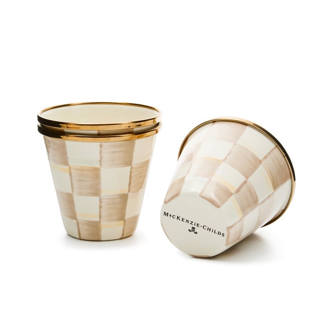 Mocha Check Herb Pots, Set of 3 image number 2