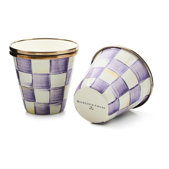 Violet Check Herb Pots, Set of 3 image number 2